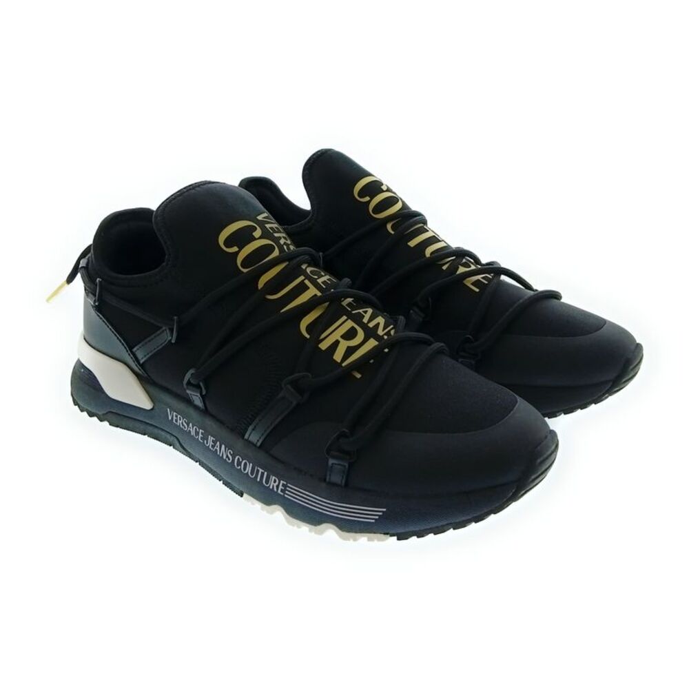 Versace Jeans Couture Black/Gold Mens Signature Neoprene Sneakers-